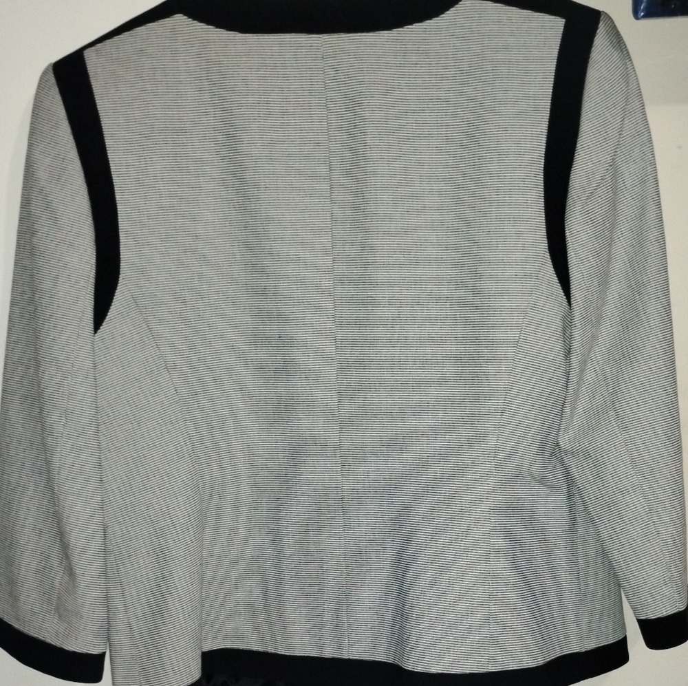 Stylish Blazer Kasper Cotton lined Kasper Open Blazer Woman’s 6P Black trim Ac - Picture 8 of 13
